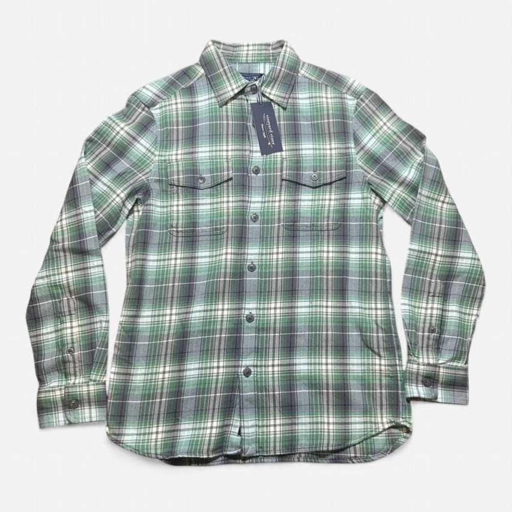 NWT Vineyard Vines Twill Utility Flannel Aqua Haze Size Small - Picture 2 of 6